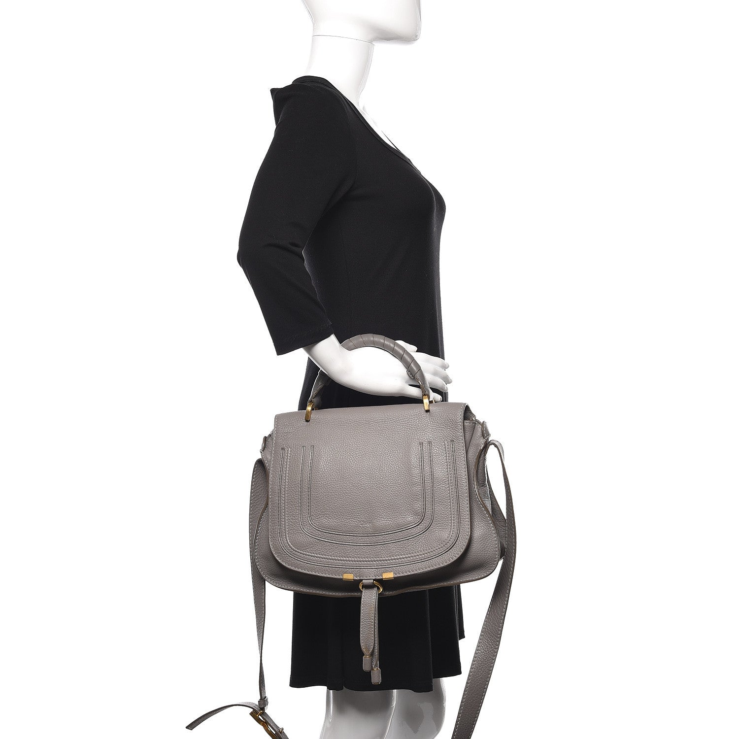 Chloe Calfskin Medium Marcie Top Handle Bag Cashmere Grey 3 of 12