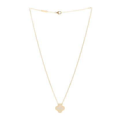 Van Cleef & Arpels 18K Yellow Gold Mother of Pearl Vintage Alhambra Pendant Necklace 3 of 4