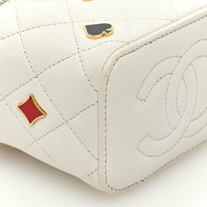 Chanel Caviar Quilted Enamel Coco Casino Mini Vanity Case With Chain White 10 of 12