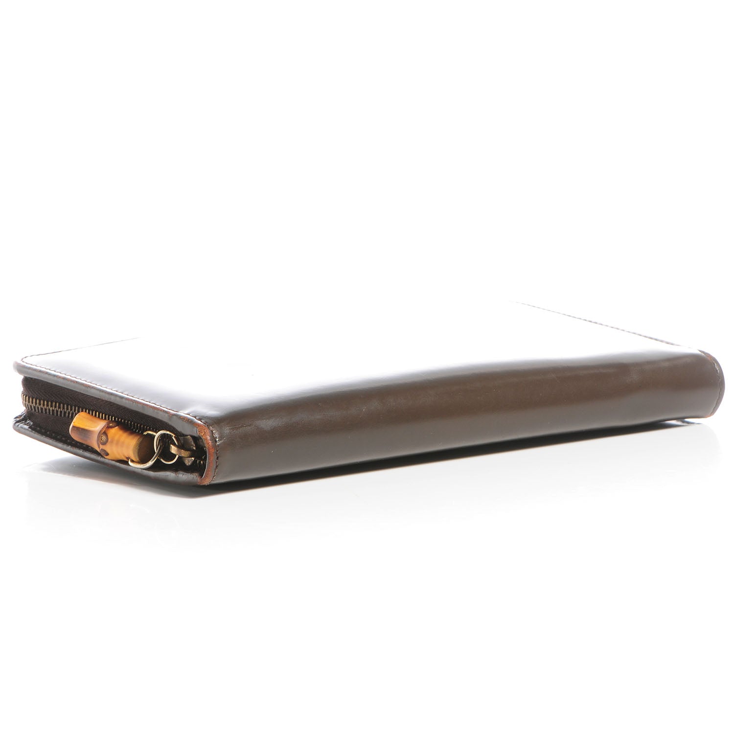 Gucci Leather Zip Around Bamboo Wallet Brown 10 of 14