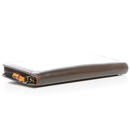 Gucci Leather Zip Around Bamboo Wallet Brown 10 of 14