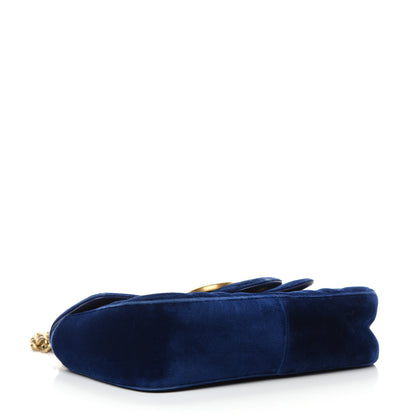 Gucci Velvet Matelasse Mini GG Marmont Shoulder Bag Cobalt Blue 4 of 10