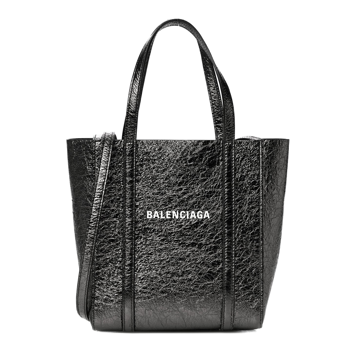 Textured Patent Calfskin XXS Everyday Tote Black