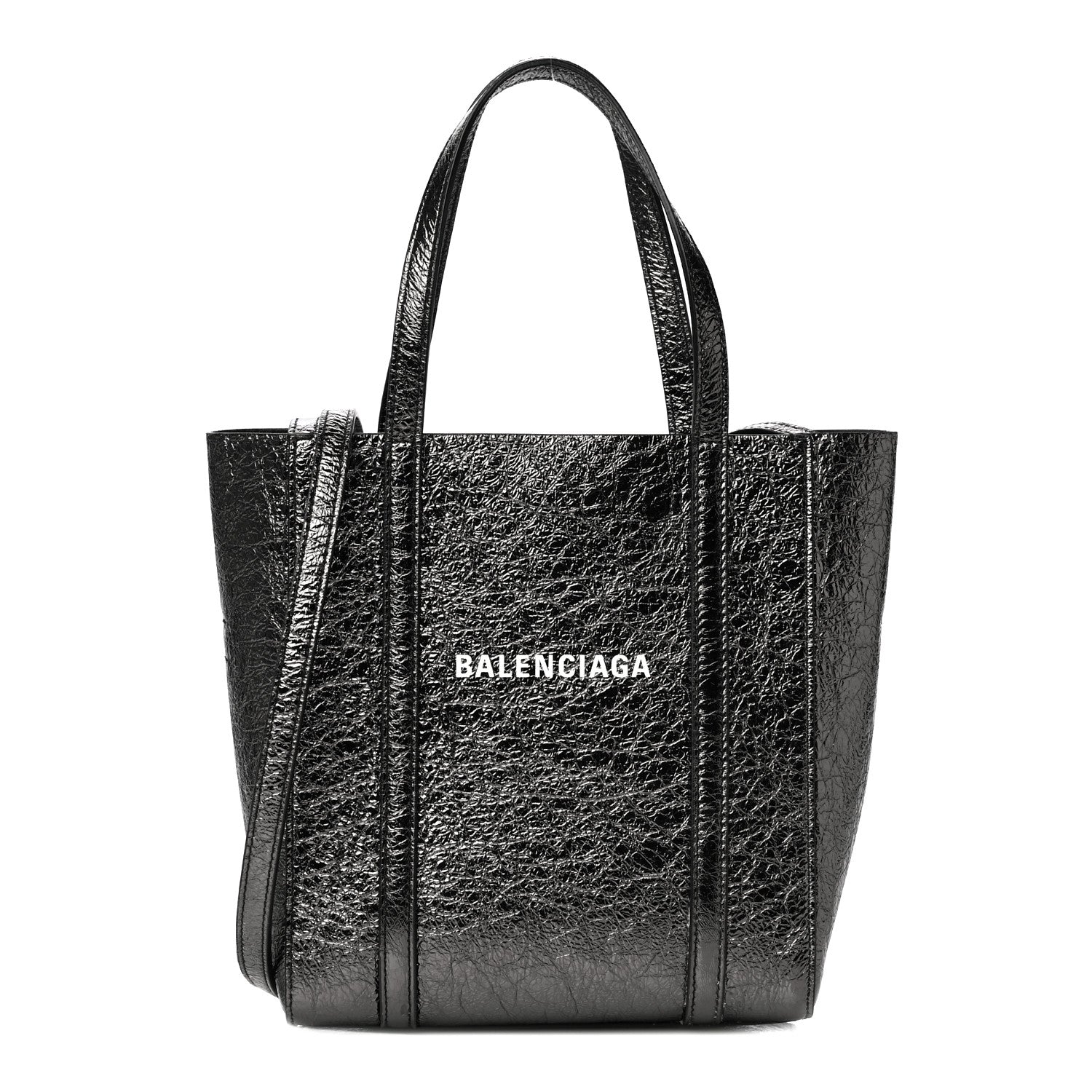 Balenciaga Textured Patent Calfskin XXS Everyday Tote Black 1 of 10