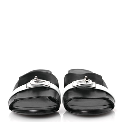 Hermes Calfskin Gigi 50 Sandals 40 White Black 3 of 14