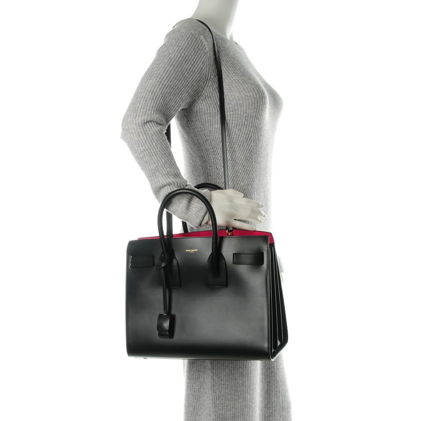 Calfskin Small Sac De Jour Black Fuchsia