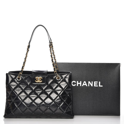 Chanel Glazed Calfskin Quilted Tote Black 8 of 8