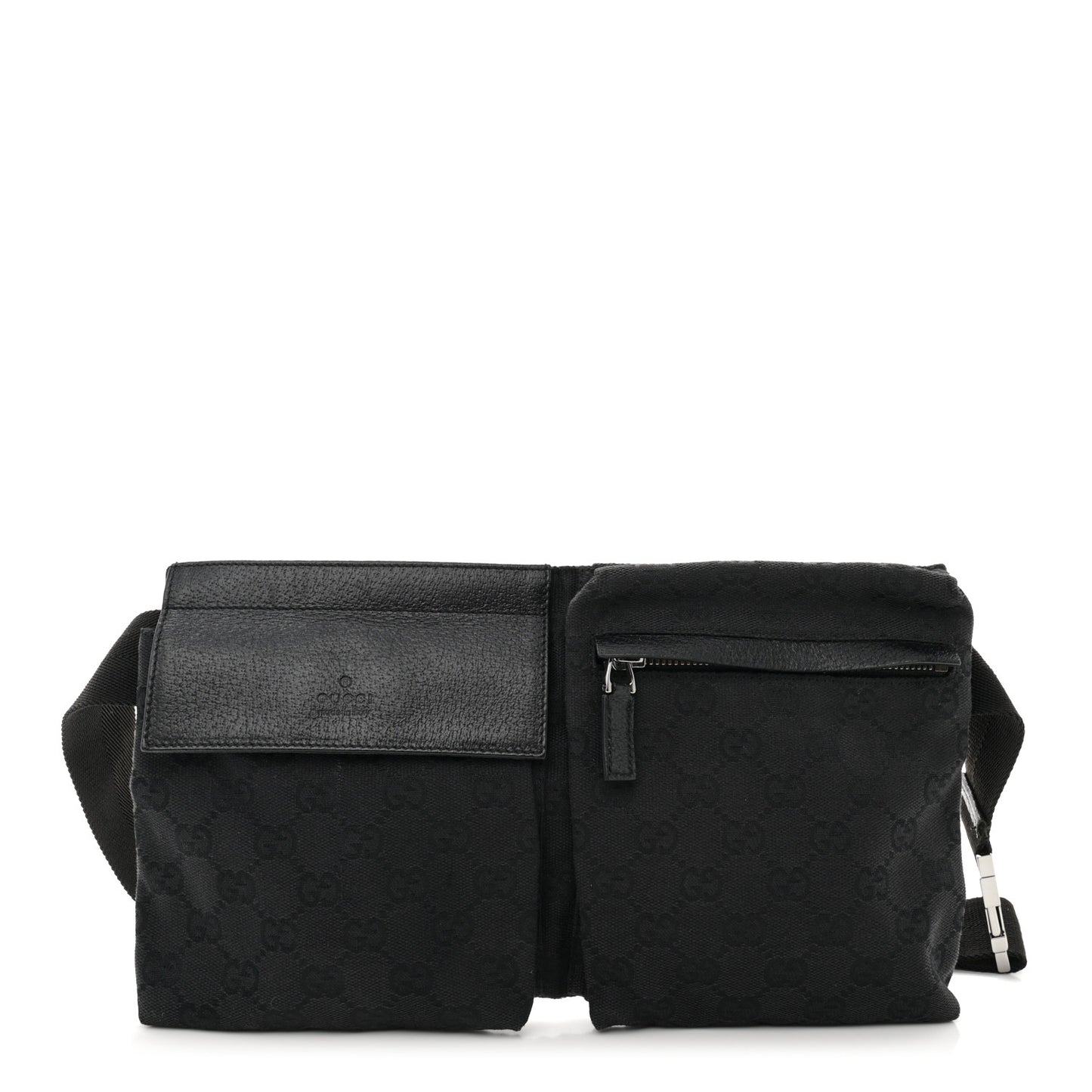GG Monogram Double Pocket Belt Bag Black