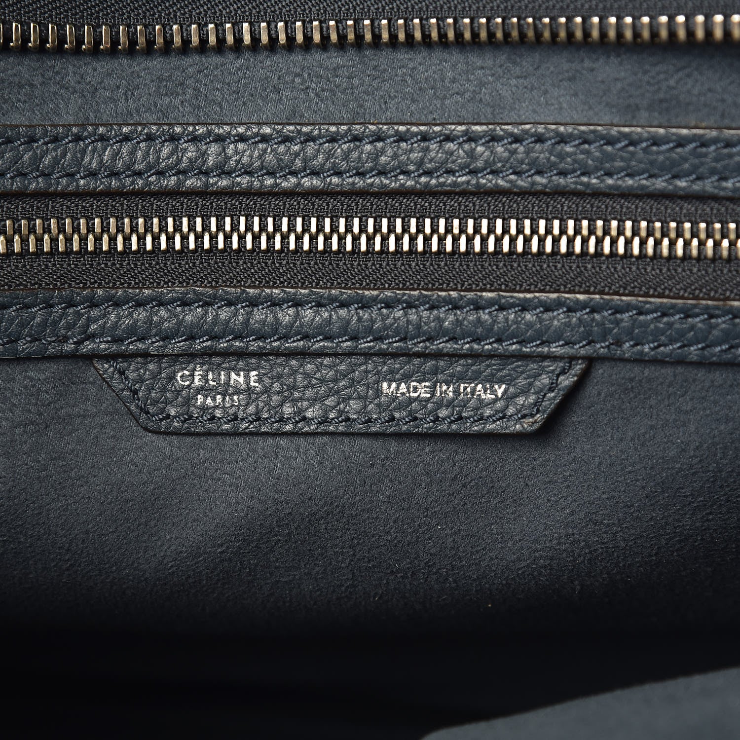 Celine Drummed Calfskin Mini Luggage Blue 6 of 10