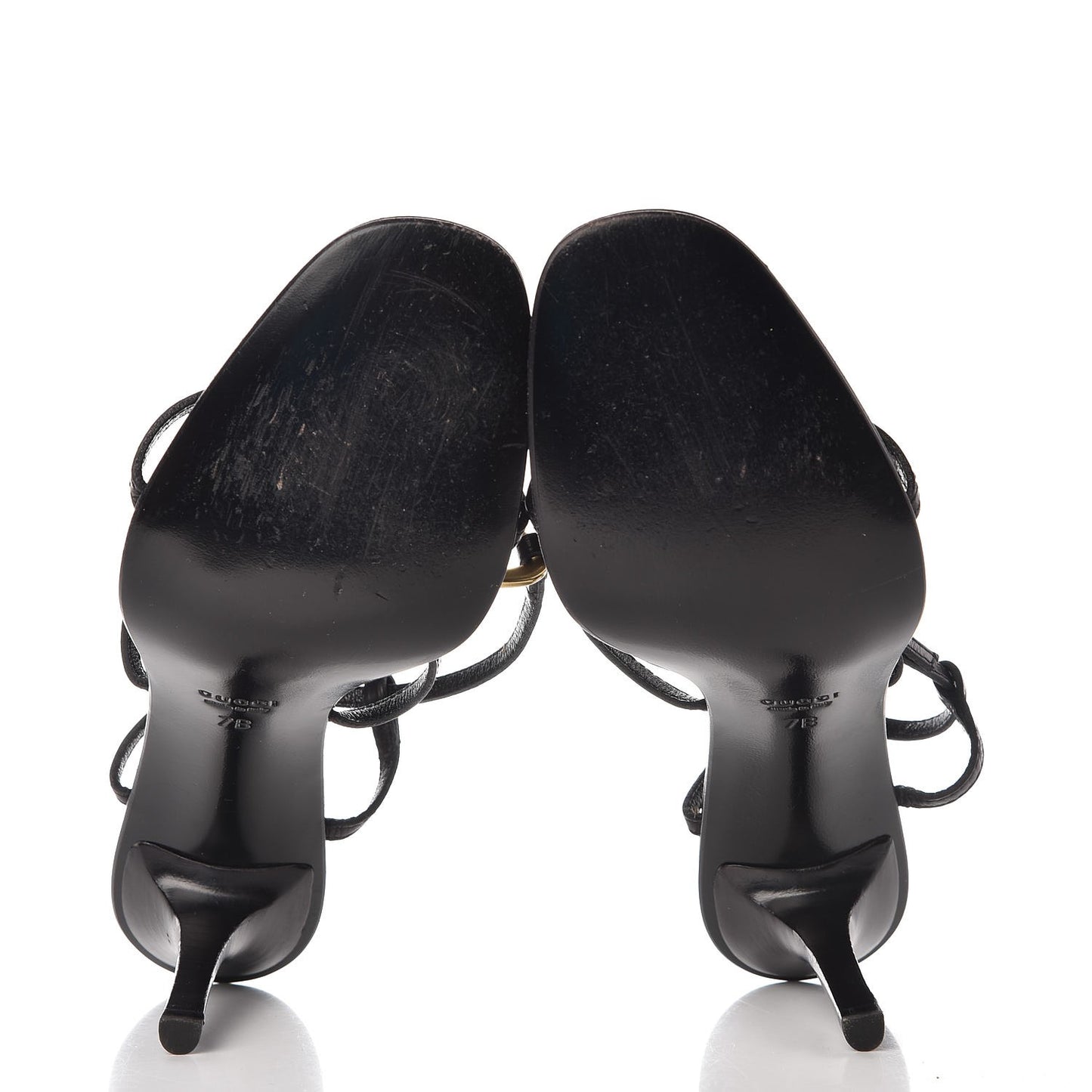Calfskin Strappy Sandals 7 Black
