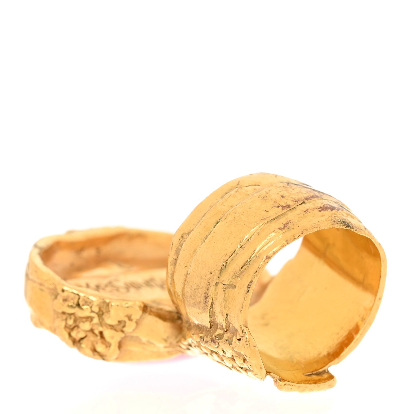 Glass Cabochon Arty Ovale Ring 6 Gold Pink