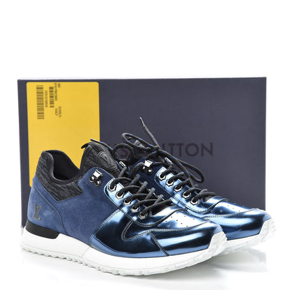 Louis Vuitton Metallic Patent Suede Run Away Sneakers 8.5 Marine 10 of 10
