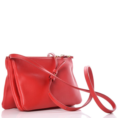 Celine Lambskin Small Trio Crossbody Bag Red 3 of 11