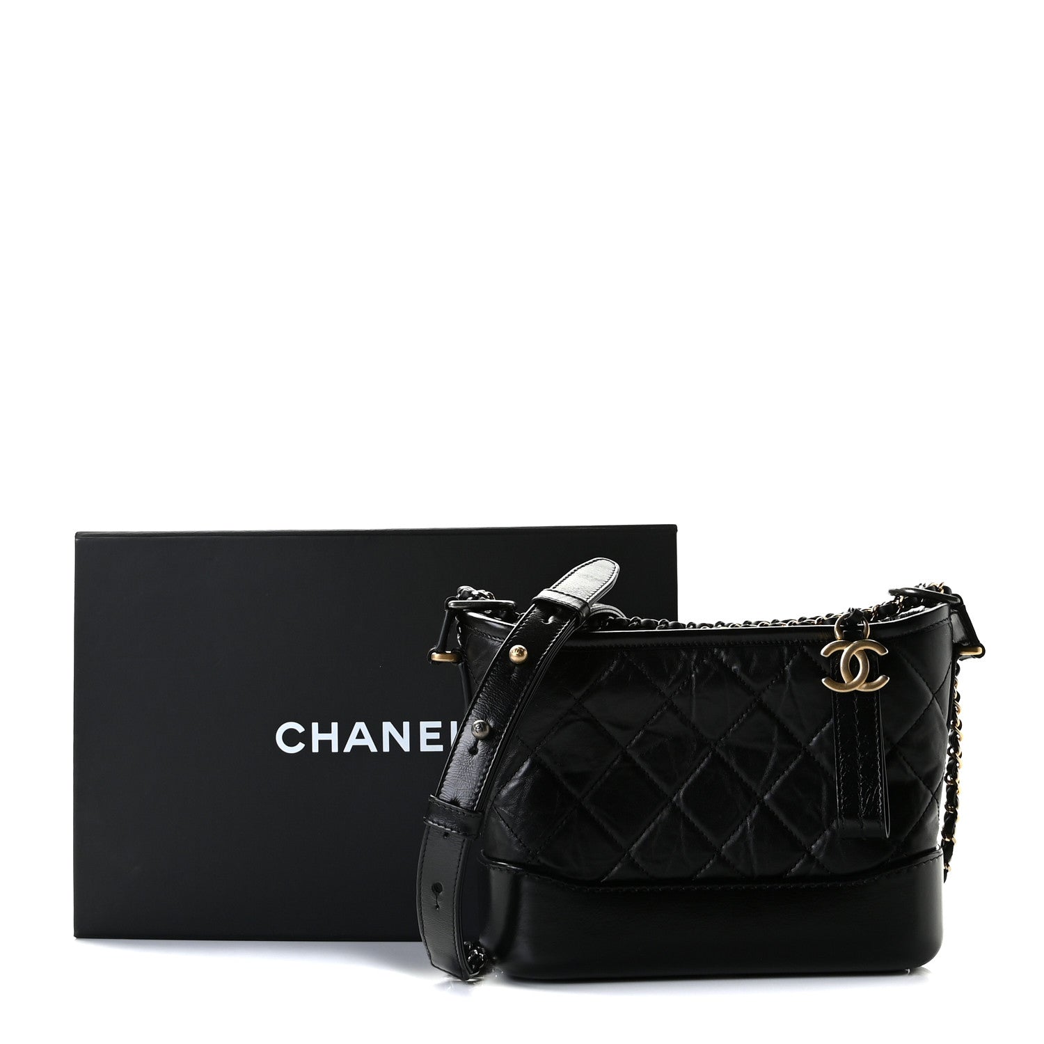 Chanel Aged Calfskin Quilted Small Gabrielle Hobo Black 10 of 10
