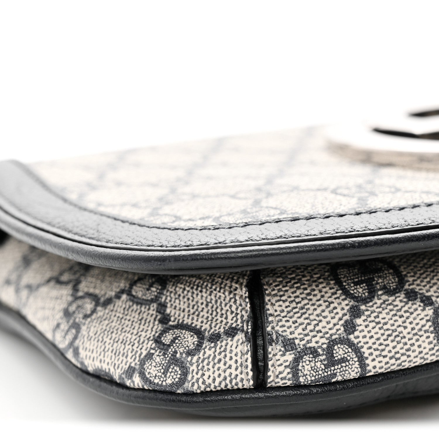 Gucci GG Supreme Monogram Textured Dollar Calfskin Blondie Chain Shoulder Flap Bag Beige Blue 9 of 10