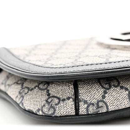 Gucci GG Supreme Monogram Textured Dollar Calfskin Blondie Chain Shoulder Flap Bag Beige Blue 9 of 10