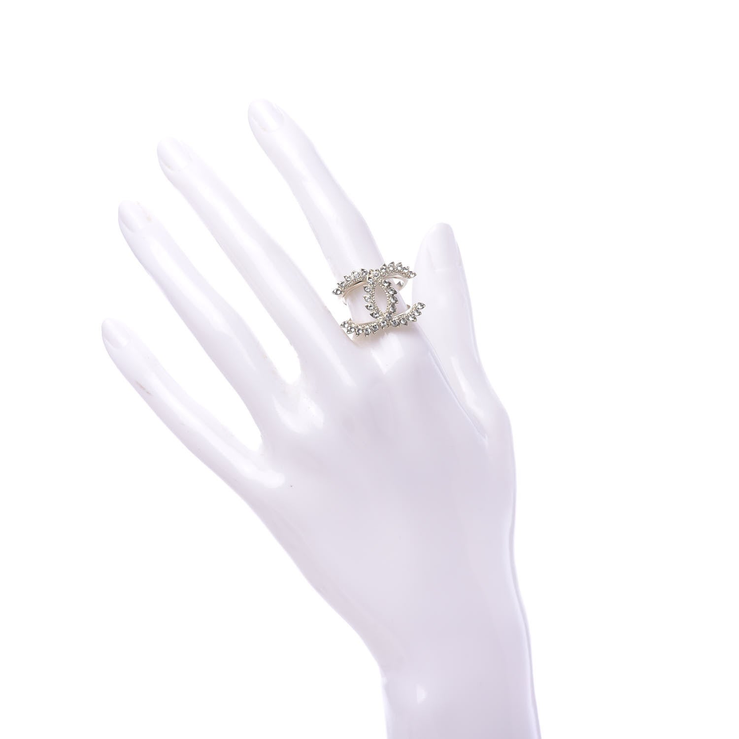 Chanel Metal Strass Dazzling Wheat CC Ring 6 Gold 2 of 6