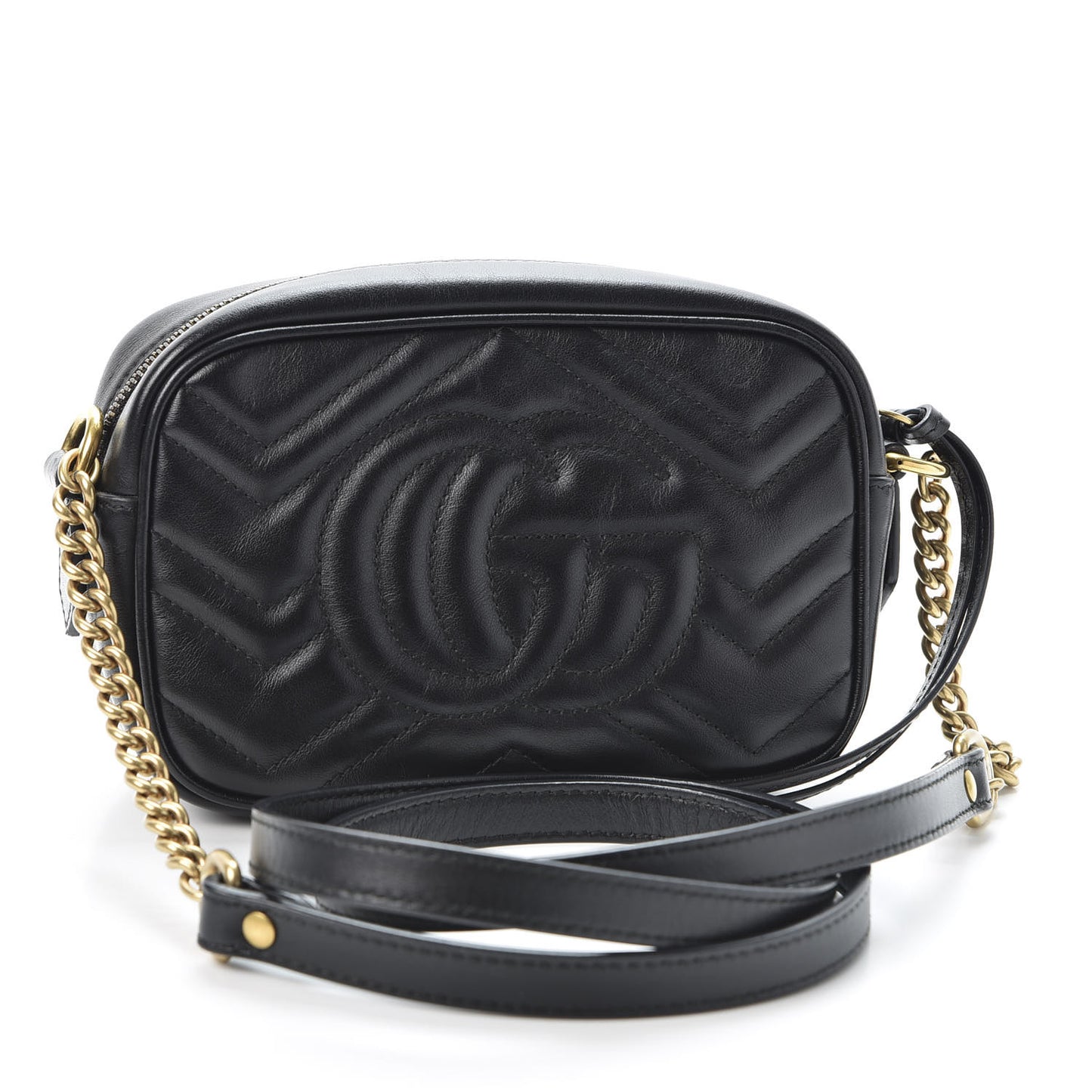 Calfskin Matelasse Mini GG Marmont Chain Shoulder Bag Black