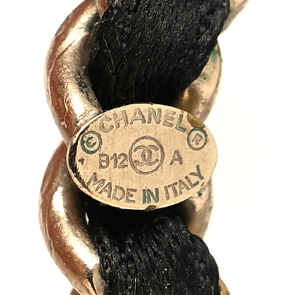 Chanel Satin CC Chain Earrings Light Gold Black 4 of 5