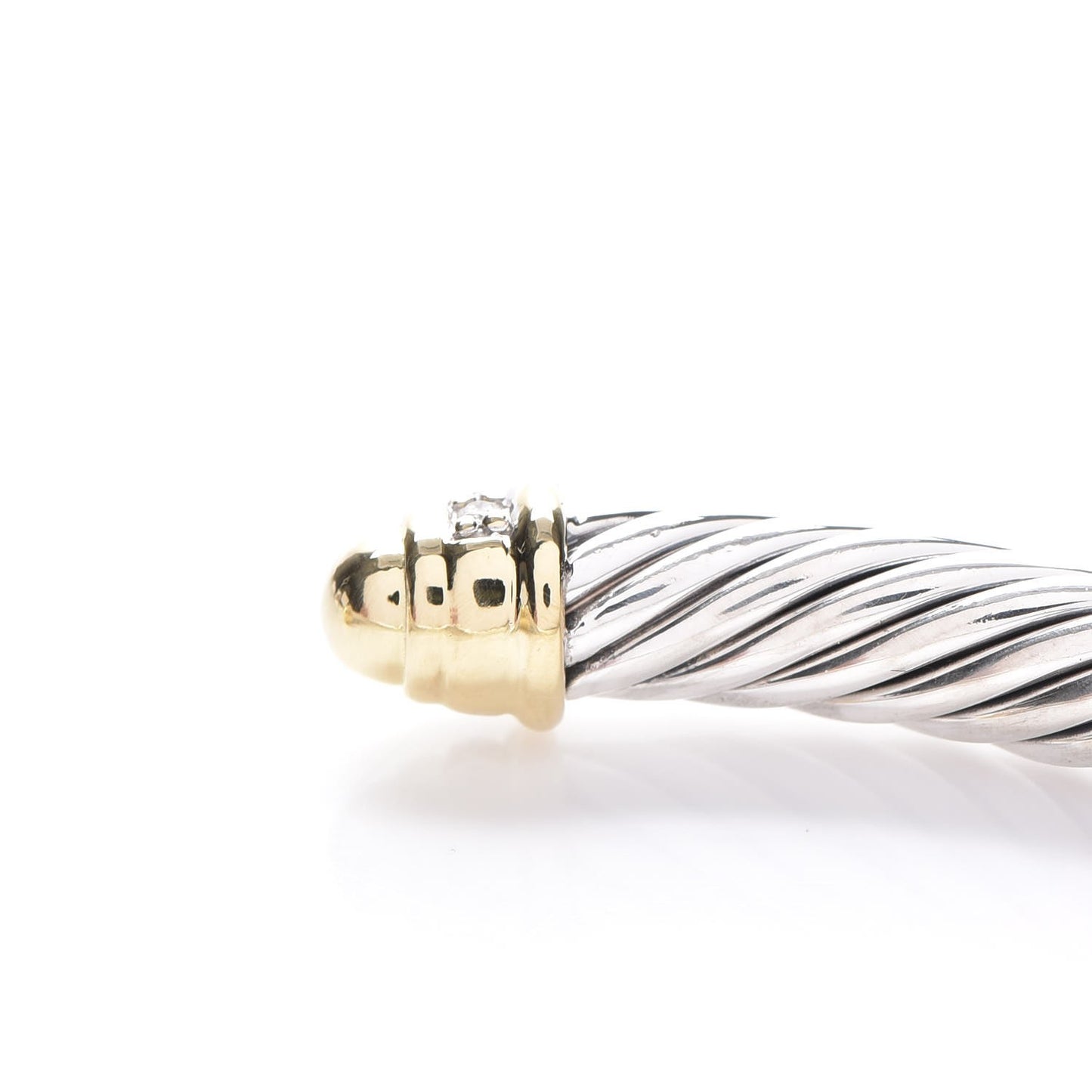 Sterling Silver 18K Yellow Gold Diamond 5mm Cable Classics Bracelet