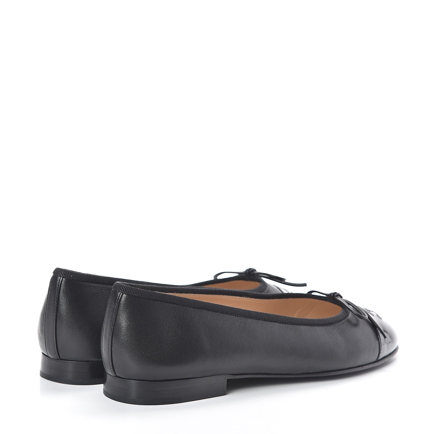 Chanel Lambskin Patent Cap Toe Ballerina Flats 38 Black 4 of 7