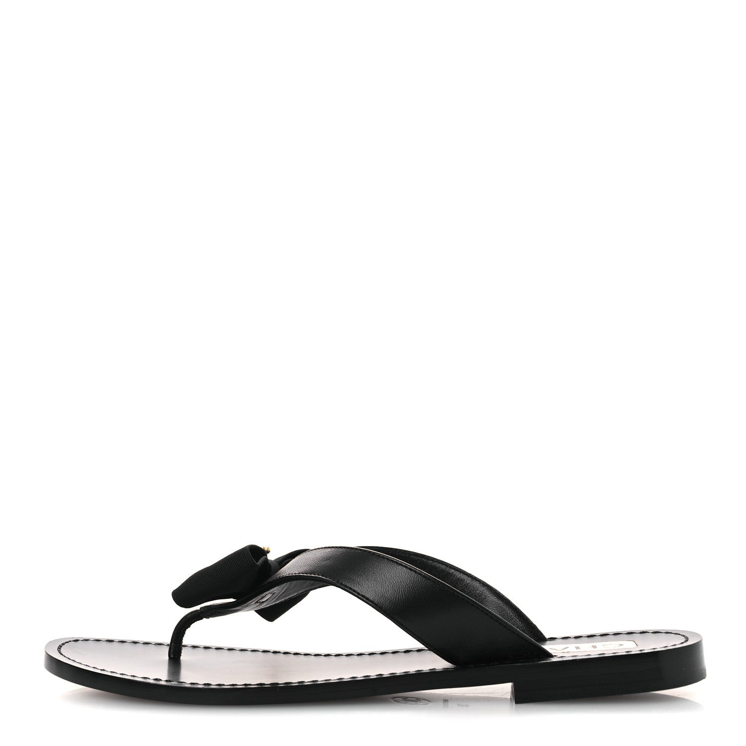 Chanel Lambskin Grosgrain Bow Pearl Thong Sandals 39 Black 1 of 24