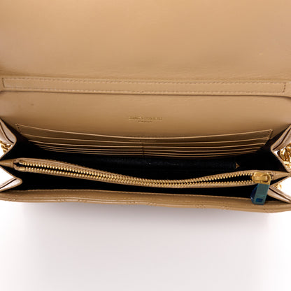 Saint Laurent Lambskin Diamond Quilted Becky Chain Wallet Natural Tan 5 of 13
