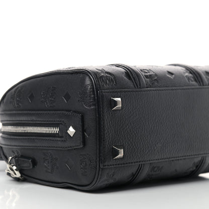 MCM Calfskin Ottomar Monogram Boston Bag Black 8 of 11
