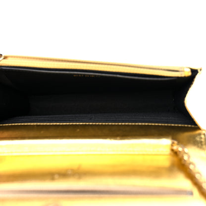 Chanel Metallic Calfskin Crocodile Embossed Cocodile Wallet On Chain WOC Gold 5 of 15