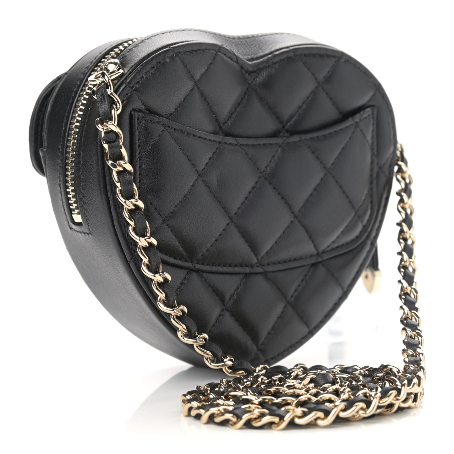 Lambskin Quilted CC In Love Heart Clutch With Chain Black