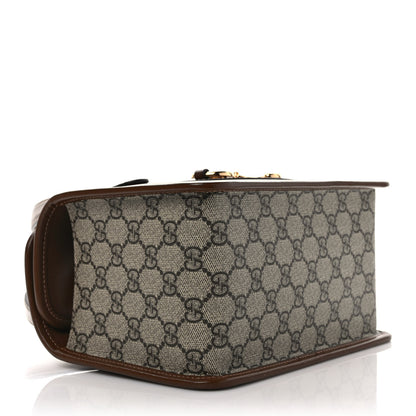 Gucci GG Supreme Monogram Azalea Calfskin Mini Horsebit 1955 Foldover Top Handle Bag Beige Ebony Brown Sugar 4 of 8
