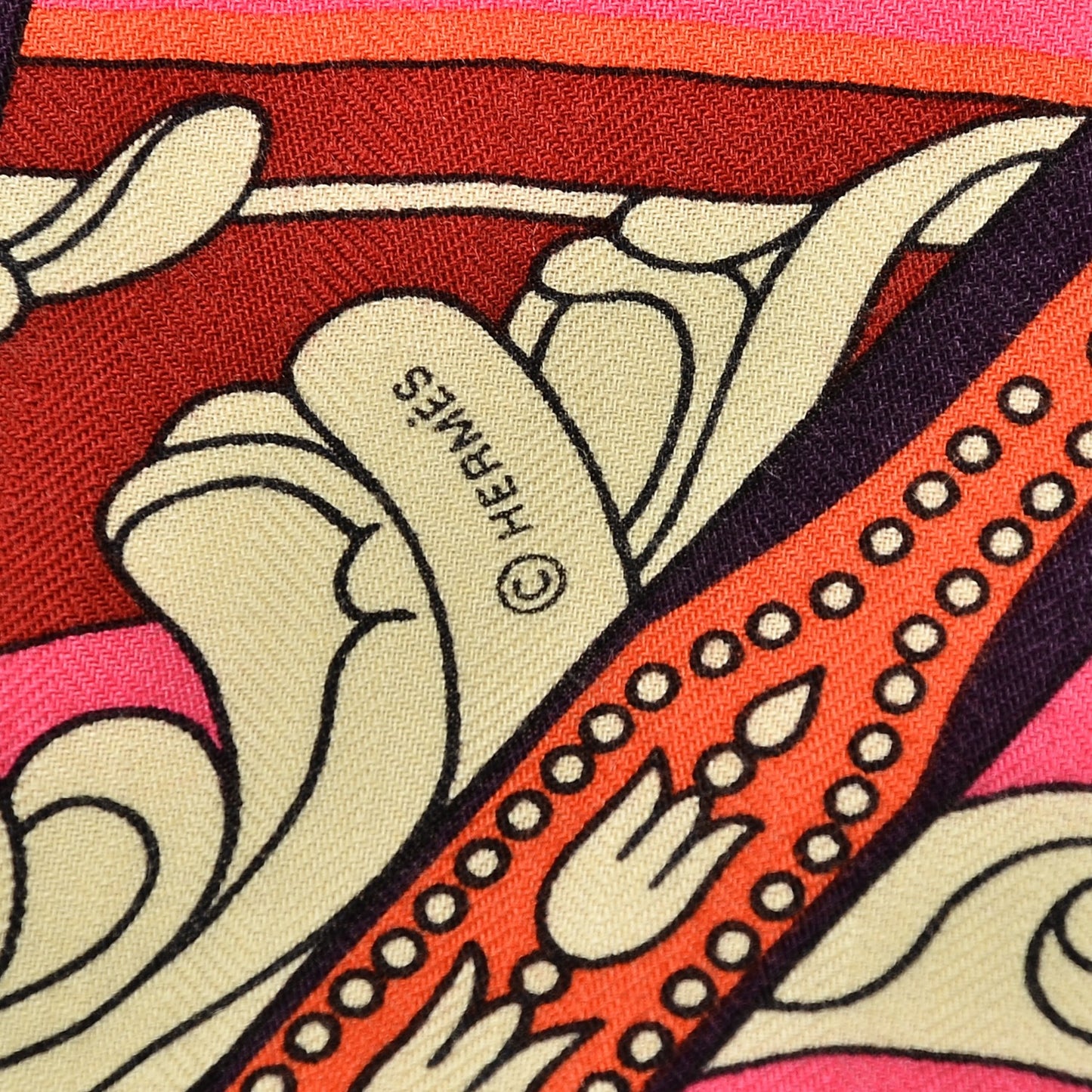 Cashmere Silk Balade En Berline Shawl 140 Fuchsia Orange Rose Pale