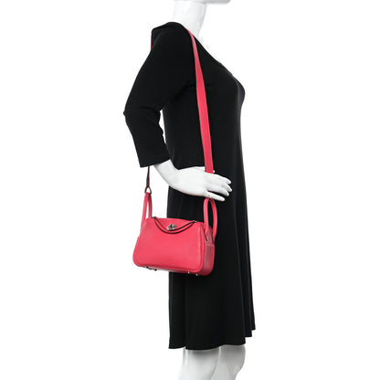 Hermes Taurillon Clemence Mini Lindy 20 Framboise 2 of 10