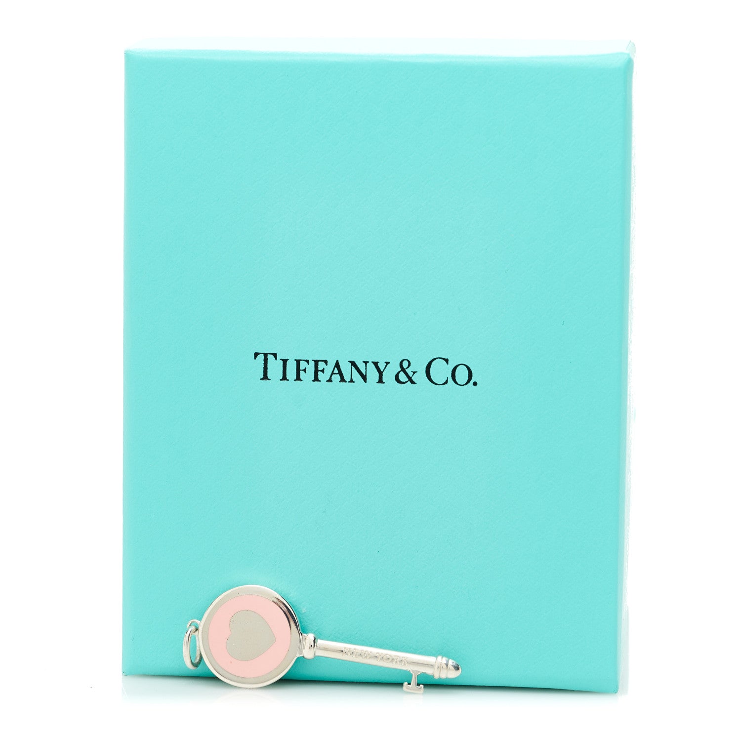 Tiffany Sterling Silver Enamel Keys Heart Key Pendant Pink 4 of 4