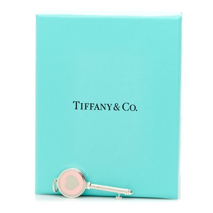 Tiffany Sterling Silver Enamel Keys Heart Key Pendant Pink 4 of 4