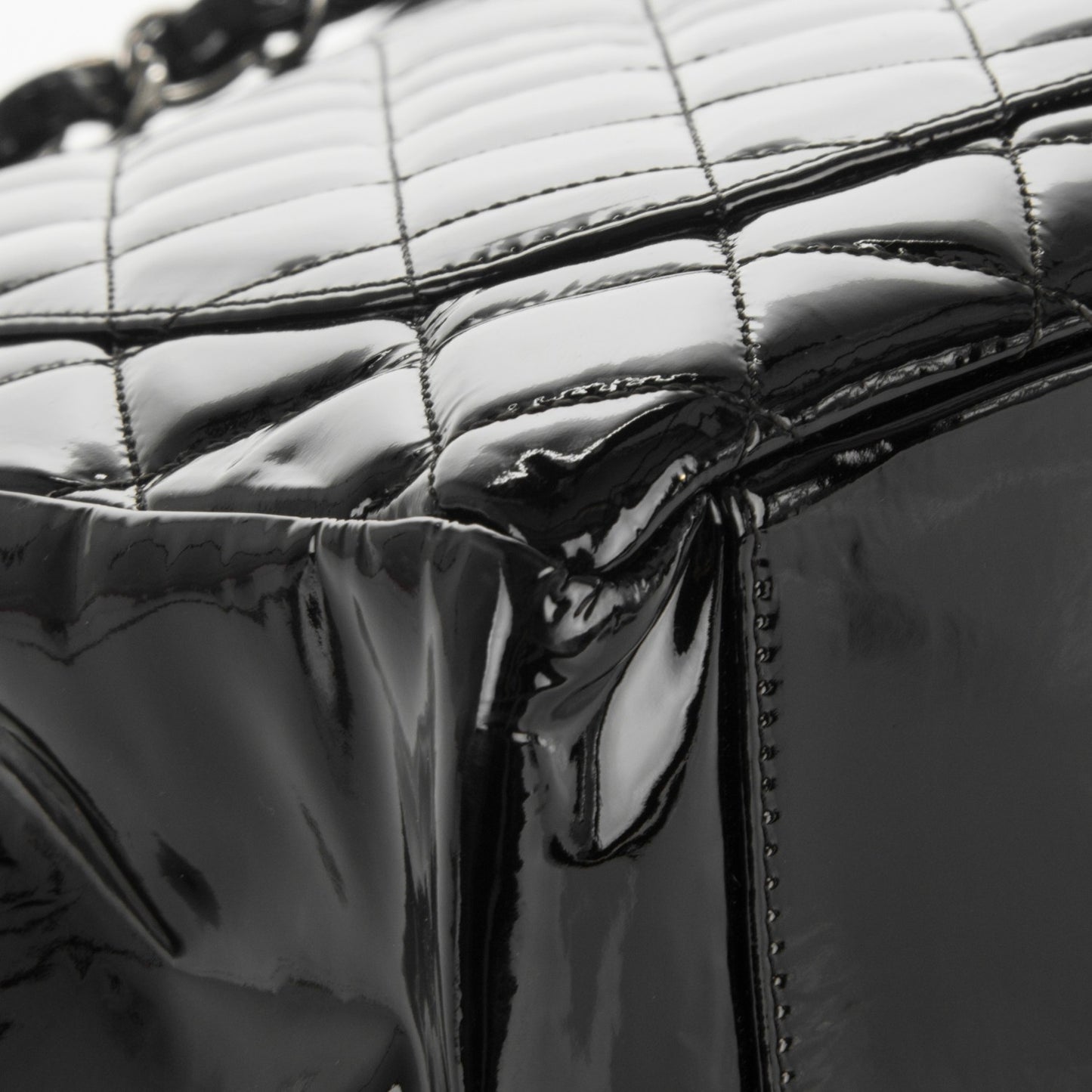 Patent Quilted Grand Shopping Tote GST Black