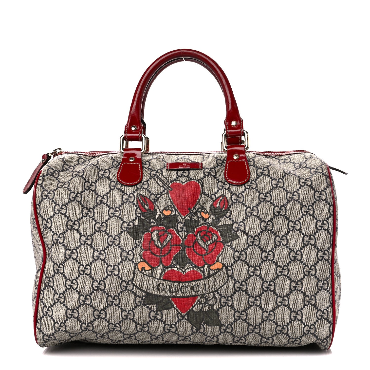 Gucci GG Plus Monogram Tattoo Heart Medium Joy Boston Red 1 of 11