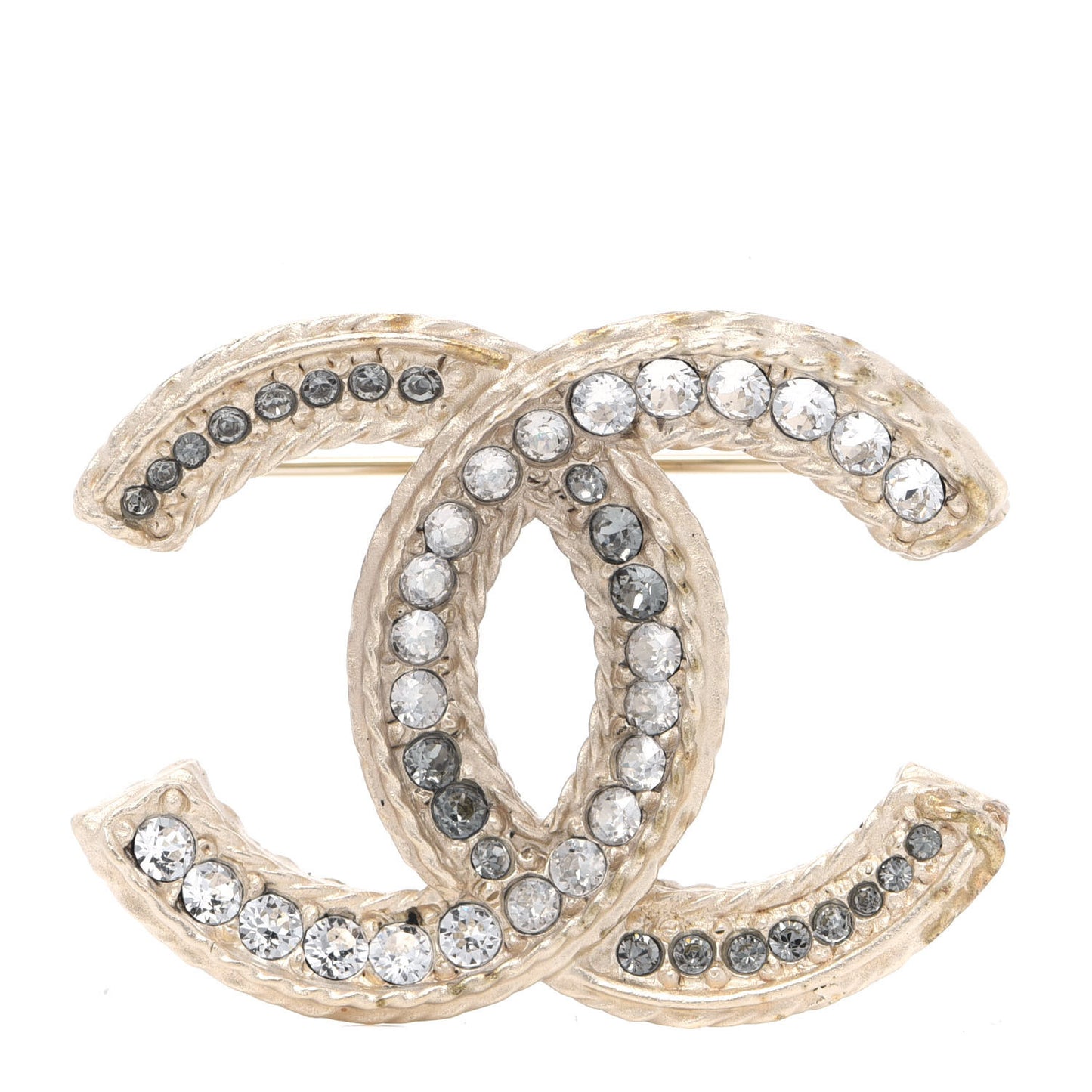 Crystal CC Brooch Pin Light Gold