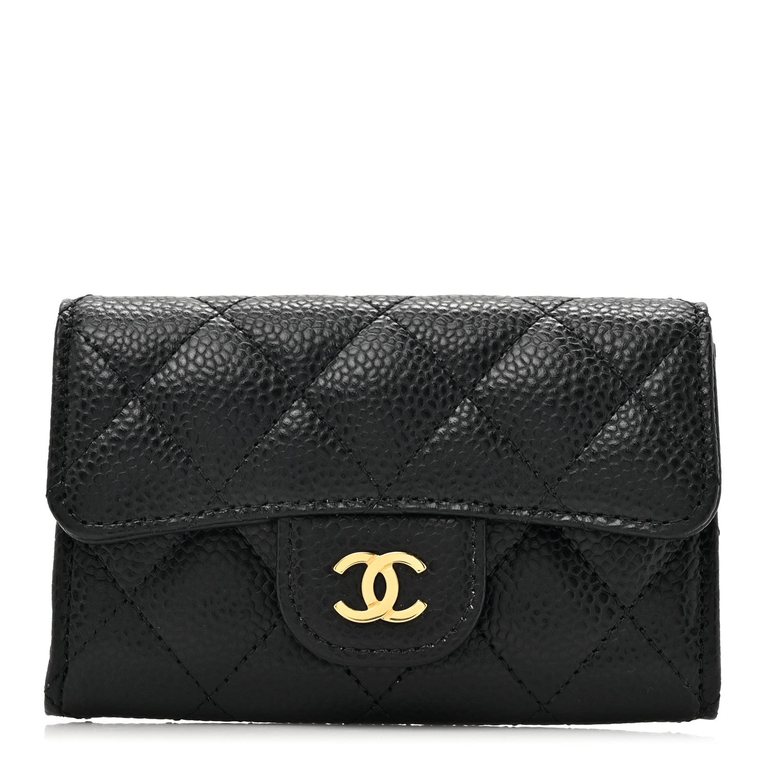 Chanel Caviar Quilted Flap Card Holder Wallet Black 1 of 9