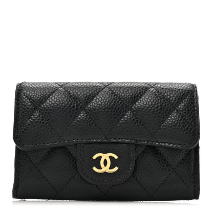 Chanel Caviar Quilted Flap Card Holder Wallet Black 1 of 9