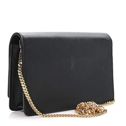 Fendi Vitello Liberty Lucido Metal Monster Eyes Tube Wallet on Chain Black 3 of 10