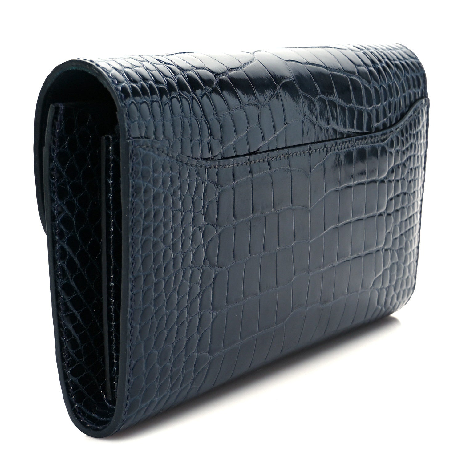 Hermes Shiny Alligator Constance Long Wallet Bleu Marine 3 of 8