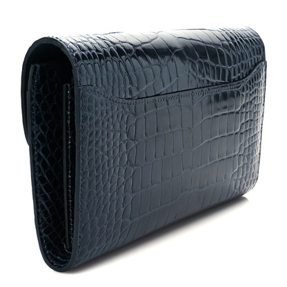 Hermes Shiny Alligator Constance Long Wallet Bleu Marine 3 of 8
