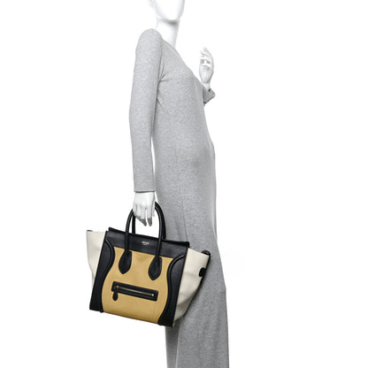 Celine Velluto Calfskin Mini Tri-Color Luggage Vanilla 2 of 10