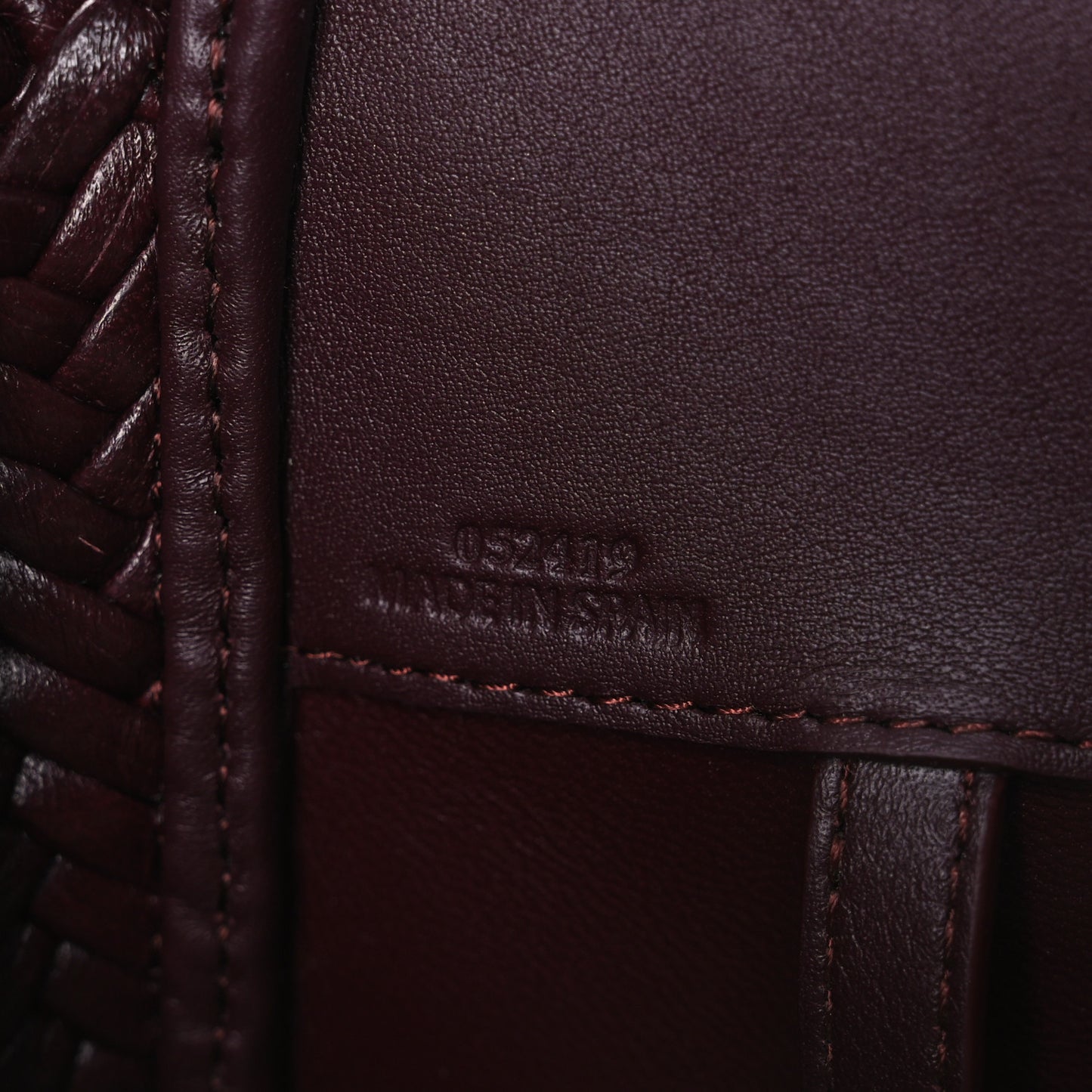 Calfskin Woven Compact Hammock Shoulder Bag Dark Burgundy