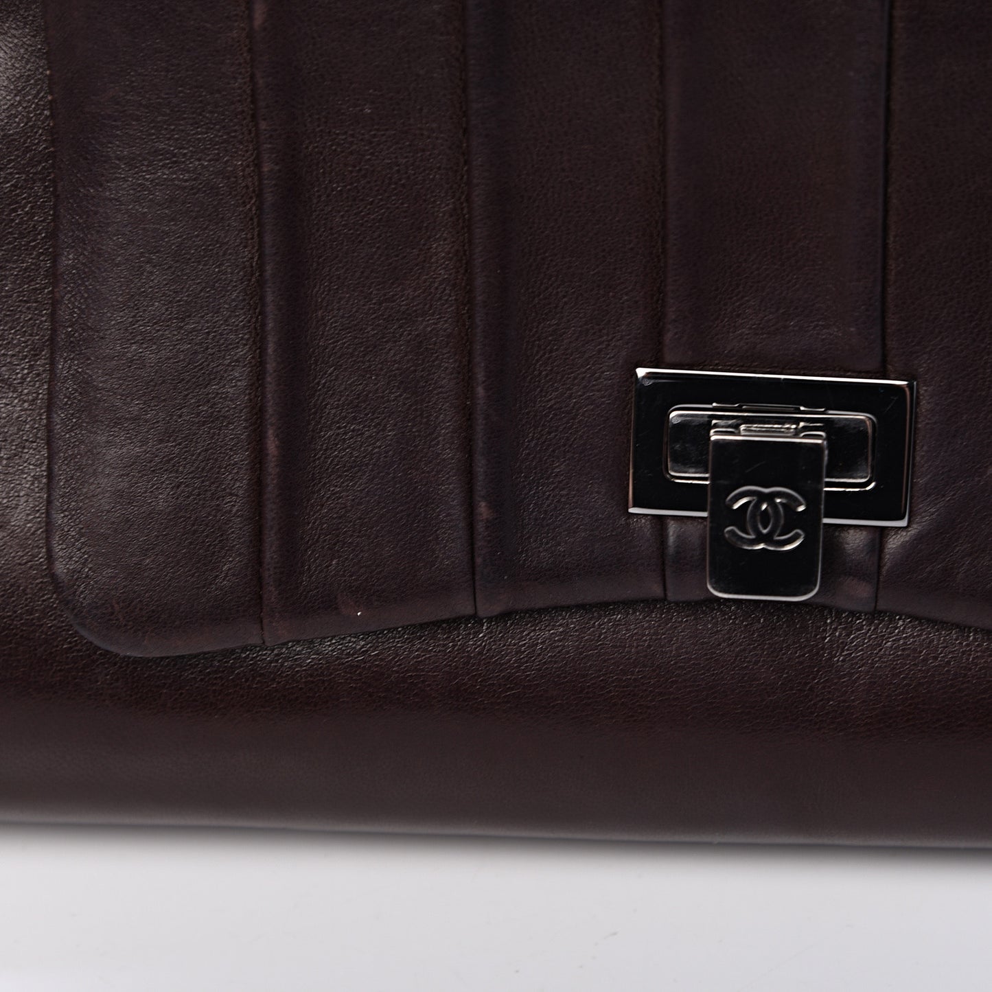 Lambskin Vertical Quilt Small Accordion Flap Brown