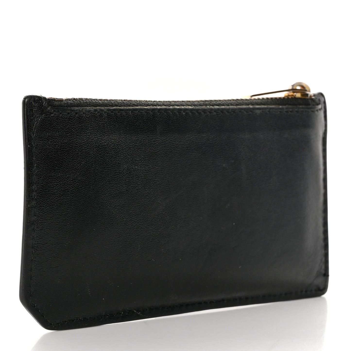 Calfskin 5 Fragments Zip Pouch Card Holder Black