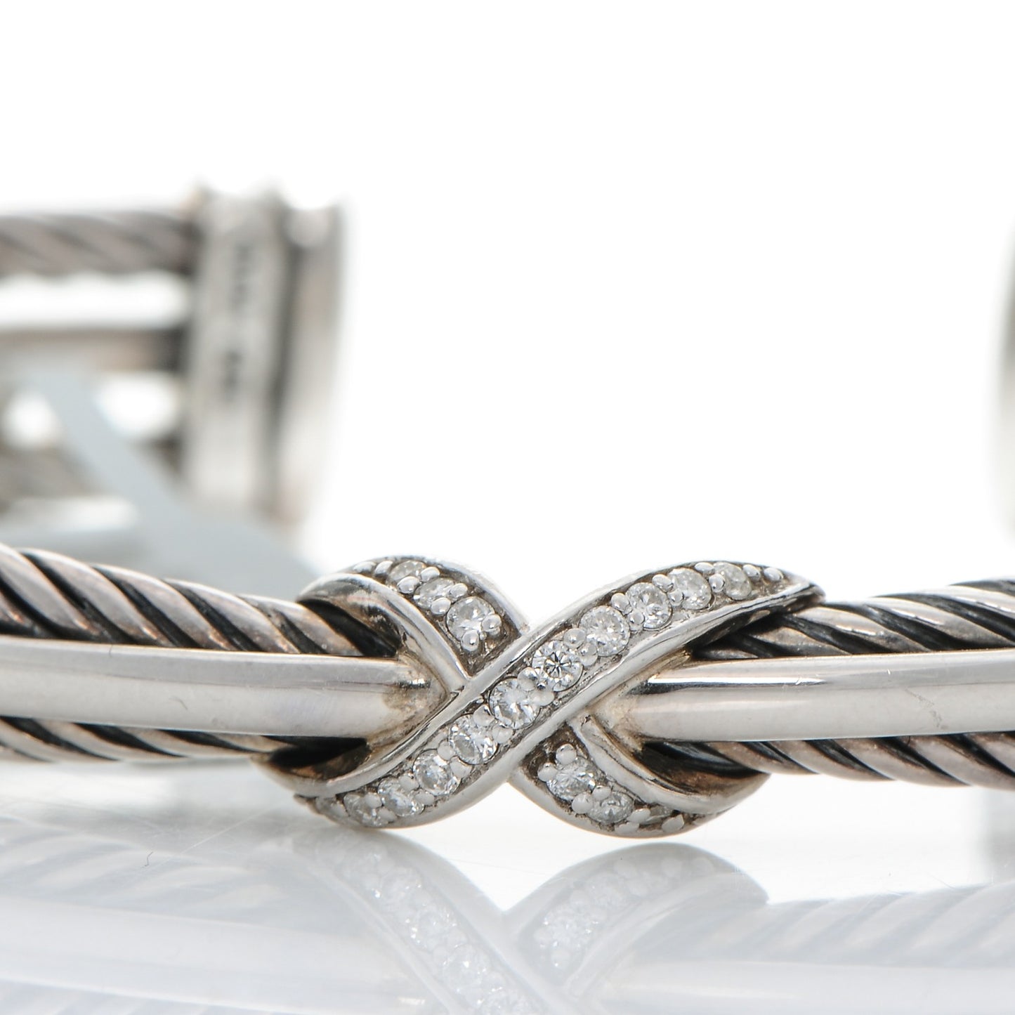 Sterling Silver Diamond 7mm X Crossover Cuff