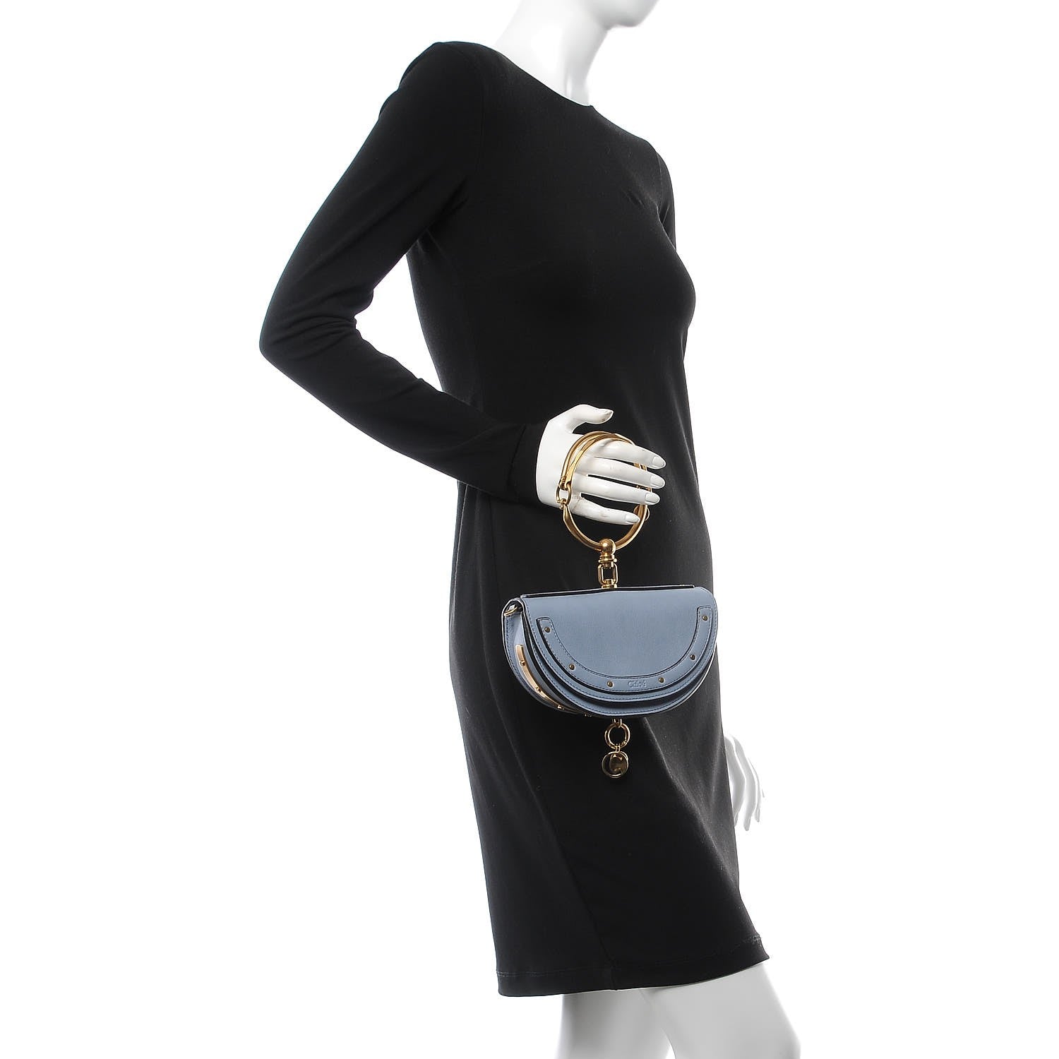 Chloe Calfskin Small Nile Bracelet Minaudiere Bag Washed Blue 3 of 8