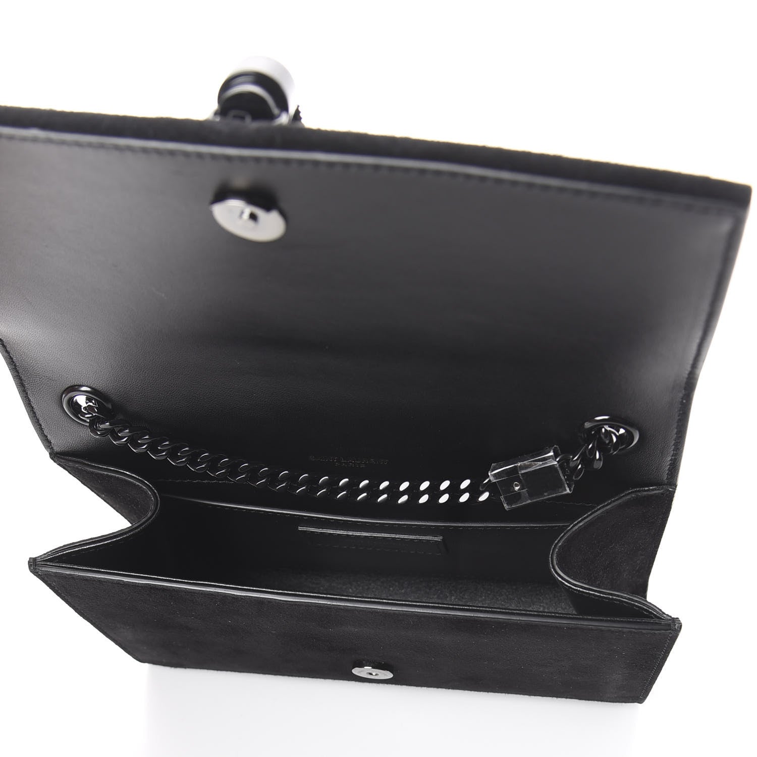 Saint Laurent Suede Crystal Small Classic Monogram Kate Satchel Black 4 of 8